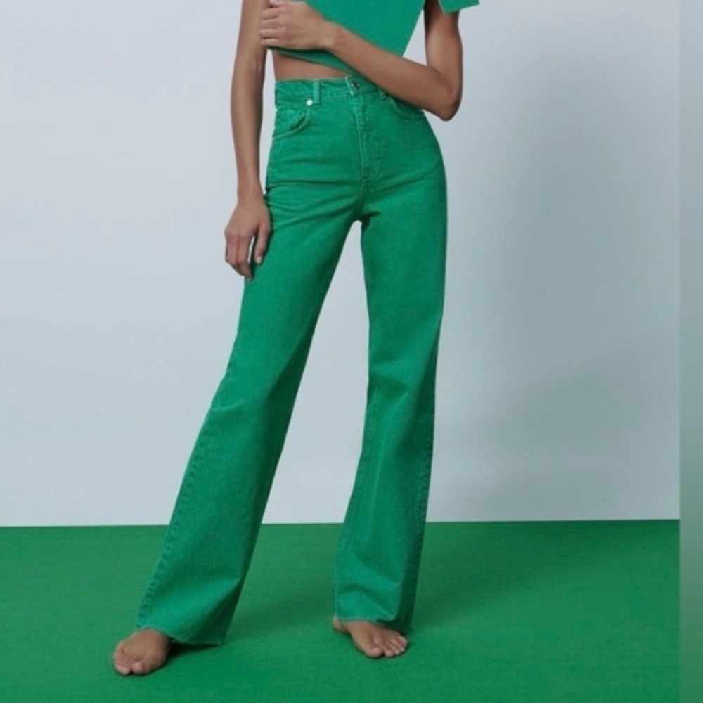 Zara High Waisted Straight Leg Jeans 2